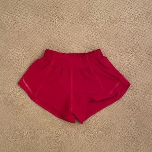 red lululemon hotty hot shorts